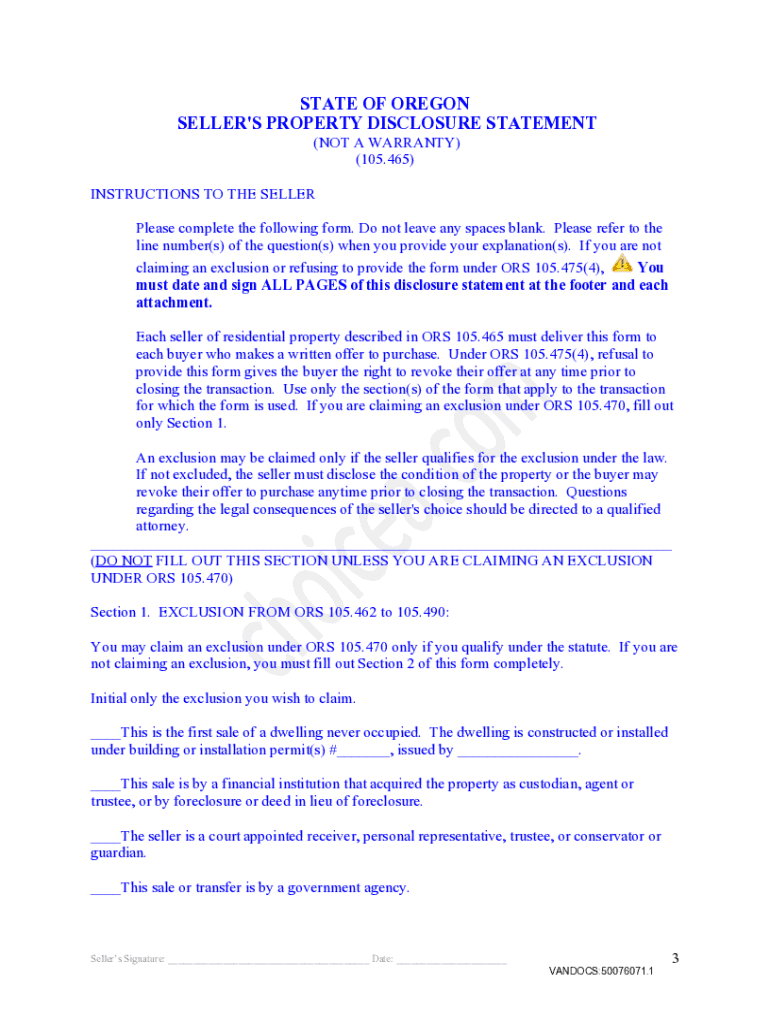 Oregon seller disclosures Fill out & sign online DocHub