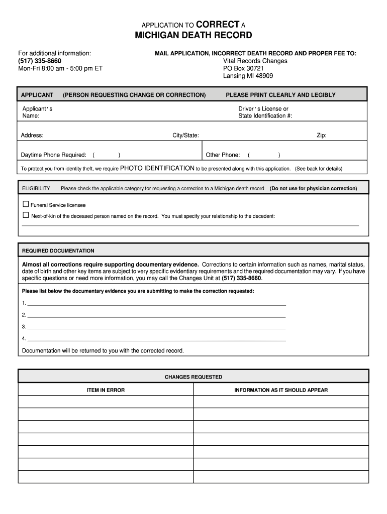 Michigan death certificates Fill out & sign online DocHub