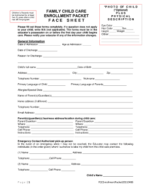 Child Care Registration Form Pdf - Fill Online, Printable, Fillable