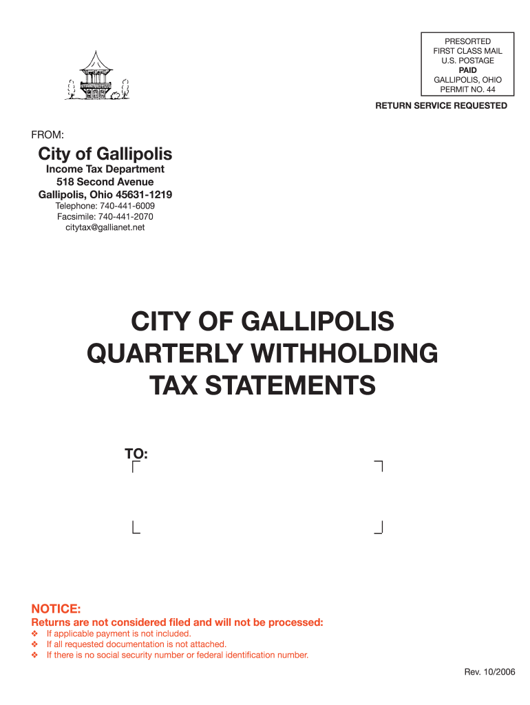 Gallipolis Withholding Tax Fill Online, Printable, Fillable, Blank