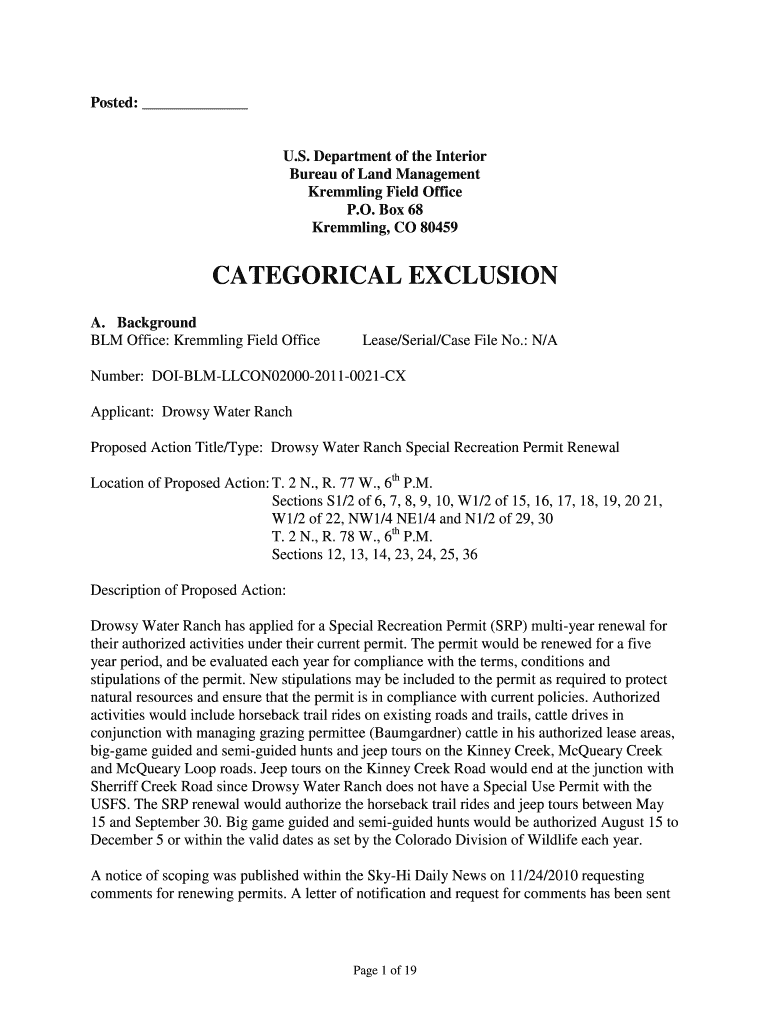 Fillable Online blm BLM Office Kremmling Field Office blm Fax Email Print pdfFiller