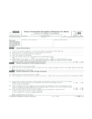 Fillable Online 2005 Form 8840 (Fill-In Capable). Closer Connection