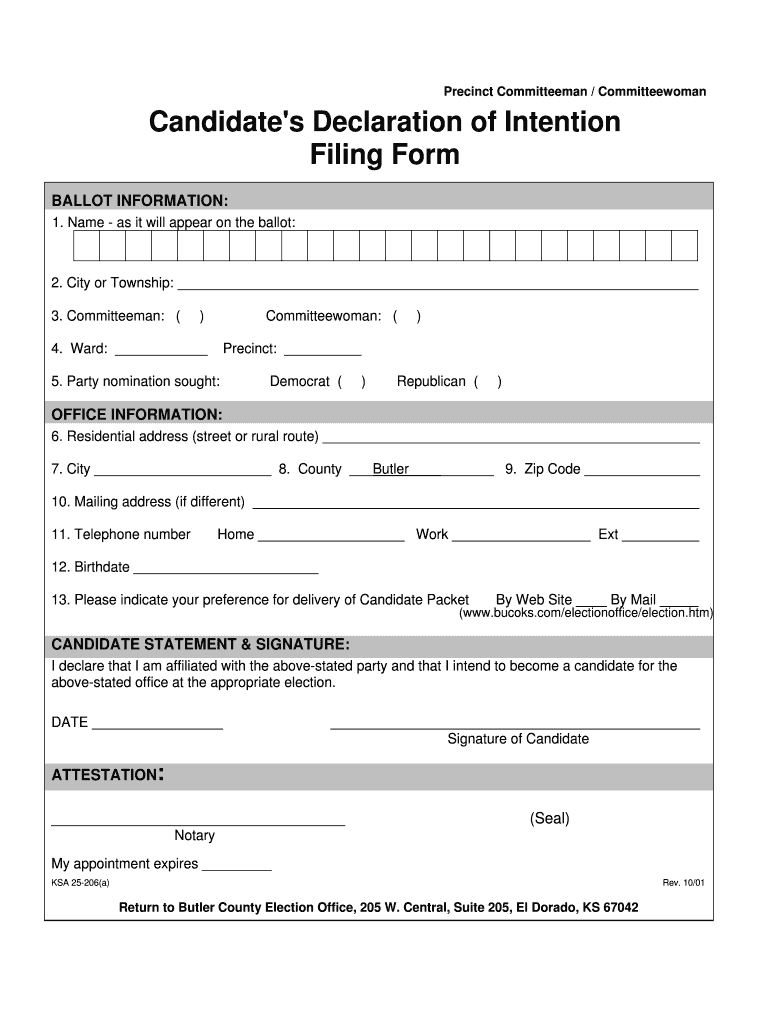 Fillable Online Precinct Committee Candidates Declaration of