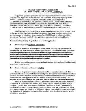 Fillable Online ocss-va LC-E-Orange County Public Schools Charter