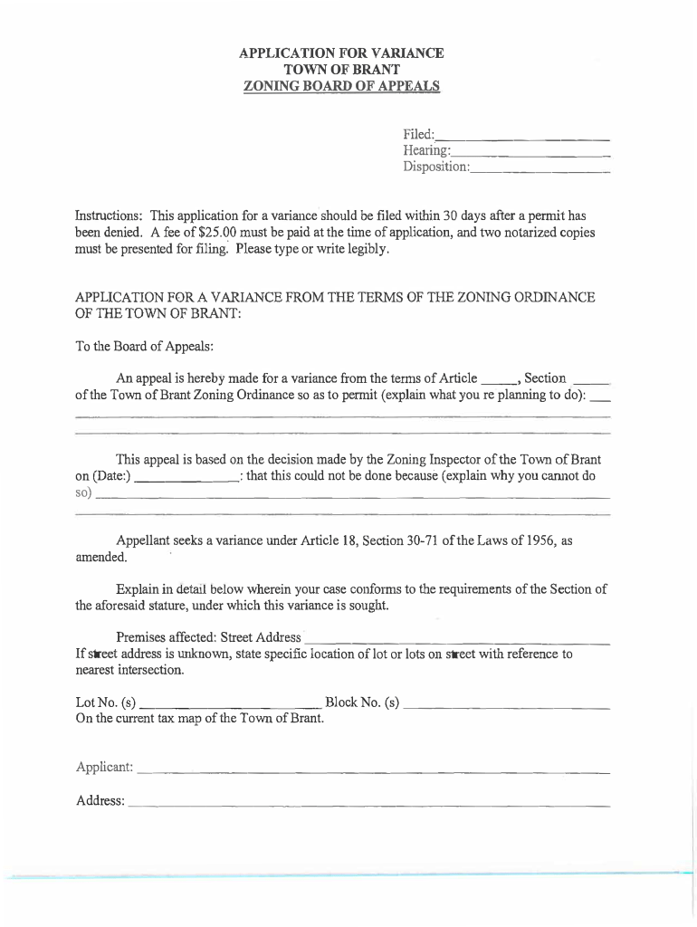 Fillable Online Town of Brant, NY BUILDING CONSTRUCTION AND FIRE