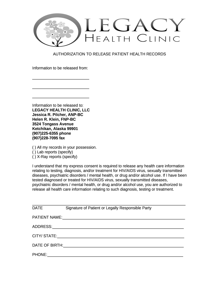 AUTHORIZATION TO RELEASE PATIENT HEALTH RECORDS Doc Template pdfFiller