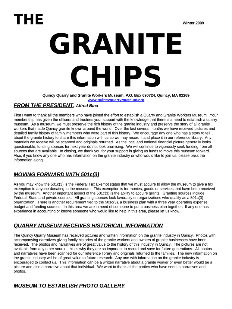 About Us Quincy Quarry and Granite Workers Museum Doc Template