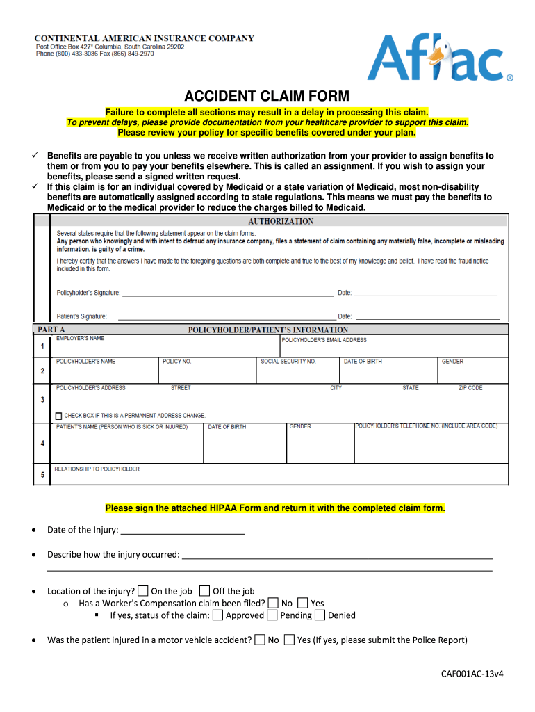 Fillable Online Download the Aflac Short Term Disability Claim Form PDF