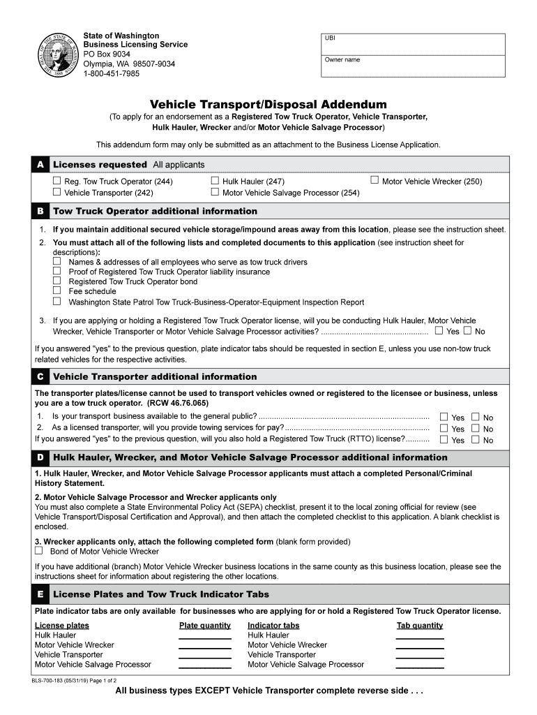 Fillable Online WA State Licensing Vehicle and vessel licensing