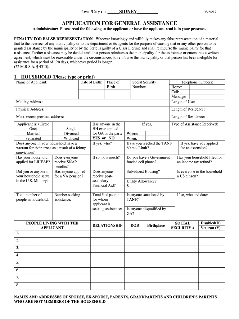 Fillable Online How to Apply for General Assistance Fax Email Print