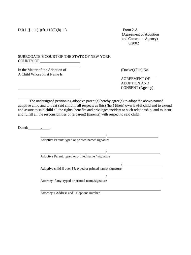 (Agreement of Adoption Doc Template pdfFiller