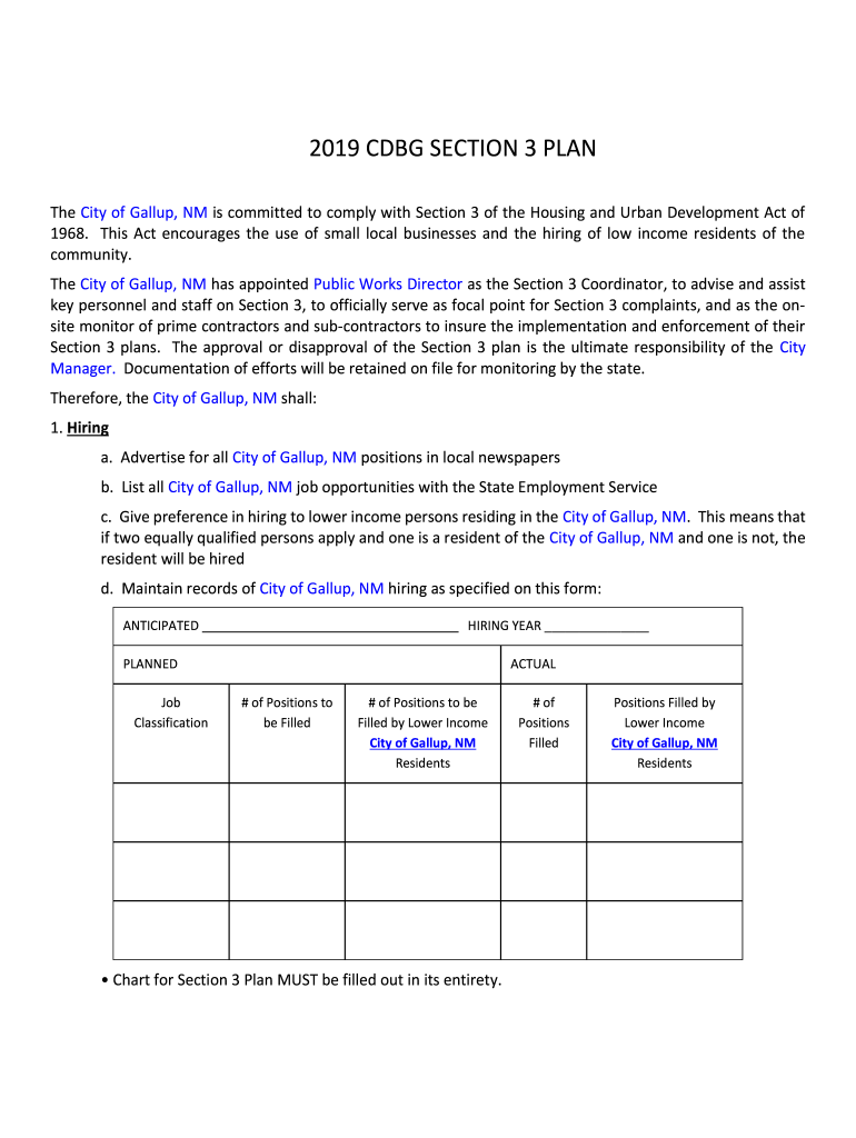 Fillable Online The City of Gallup, NM is committed to comply with