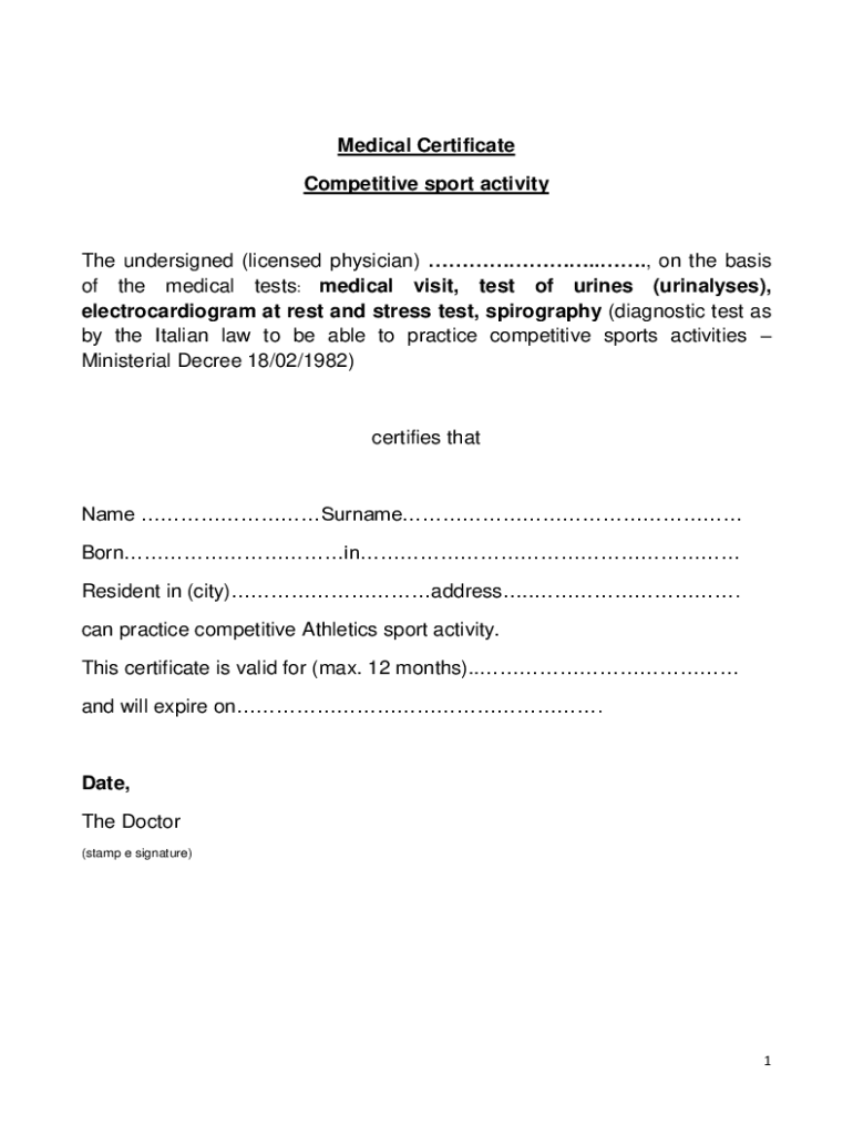 20192024 Form IT Run Rome the Marathon Medical Certificate Fill Online