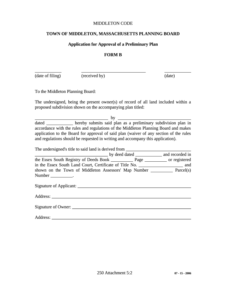 Fillable Online Planning Board FormsMiddleton, MA Fax Email Print