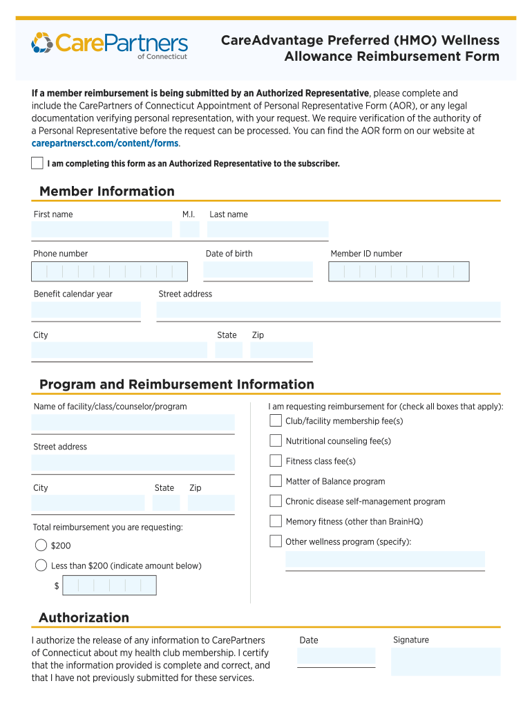 Fillable Online CT Wellness Allowance Reimbursement Form Fax Email
