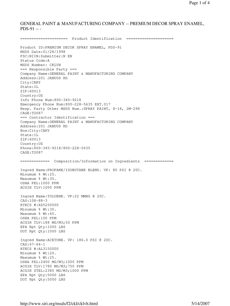 Fillable Online GENERAL PAINT & MANUFACTURING COMPANY PREMIUM DECOR