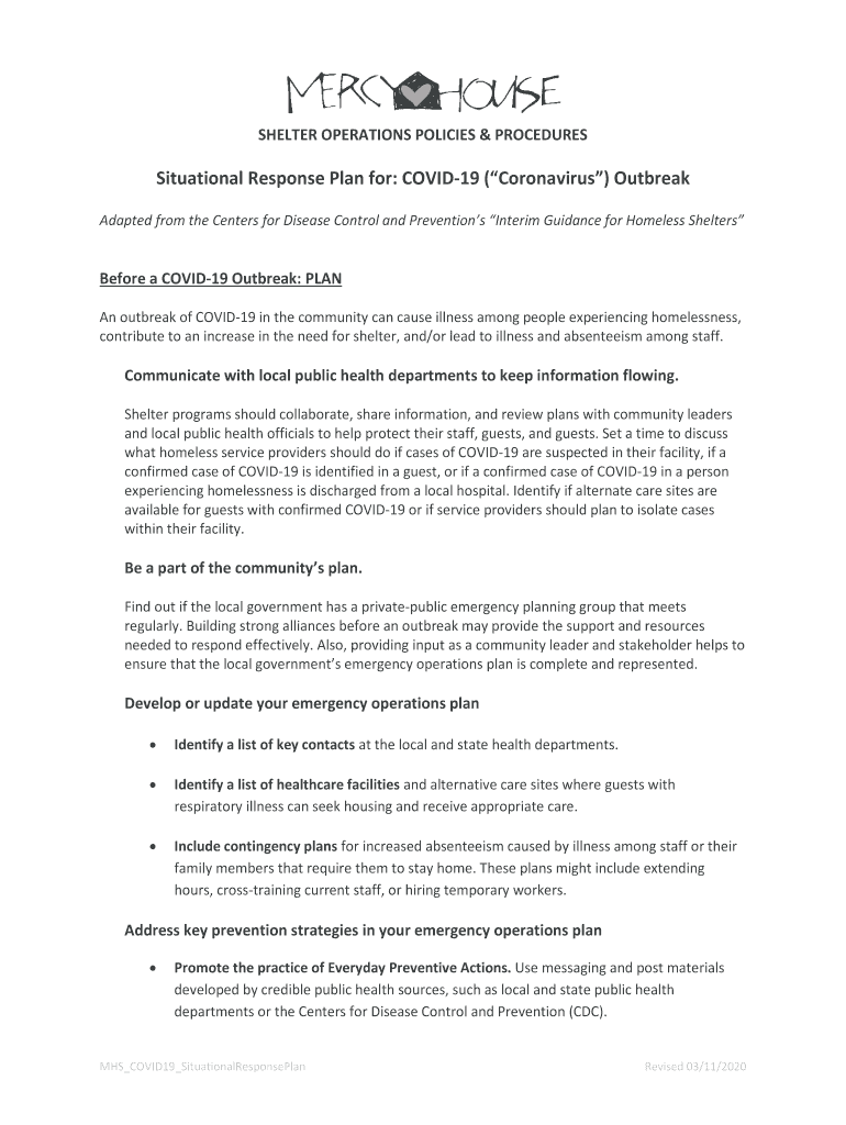 Fillable Online SHELTER OPERATIONS POLICIES & PROCEDURES Fax Email