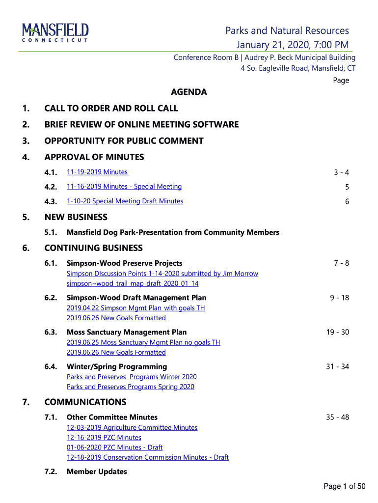 Fillable Online Town Clerk's Office Homepage Town of Mansfield
