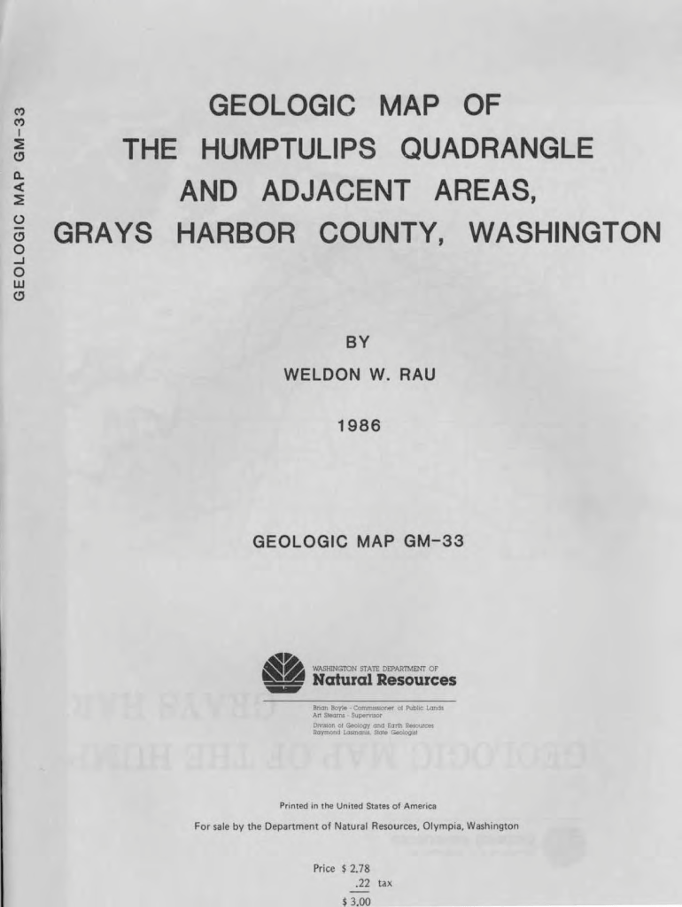 Fillable Online geologic map of the humptulips quadrangle and adjacent
