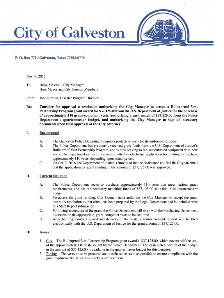 Fillable Online bulletproof vest partnership staff report and