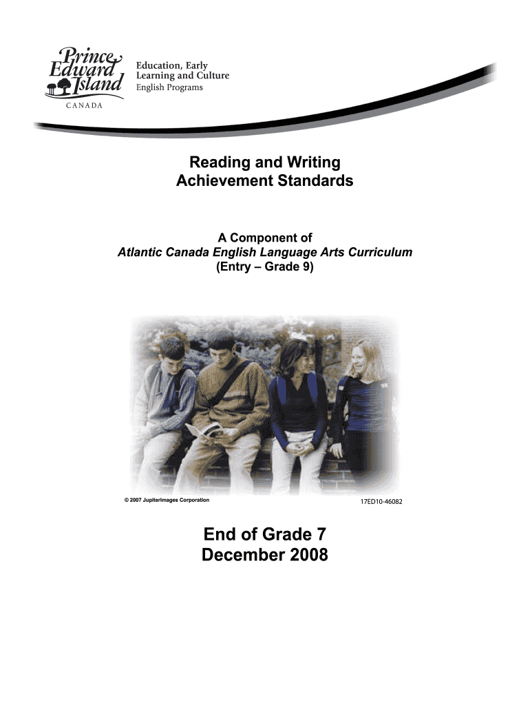 Fillable Online Reading and Writing Achievement Standards End of Grade 7. Language Arts Fax
