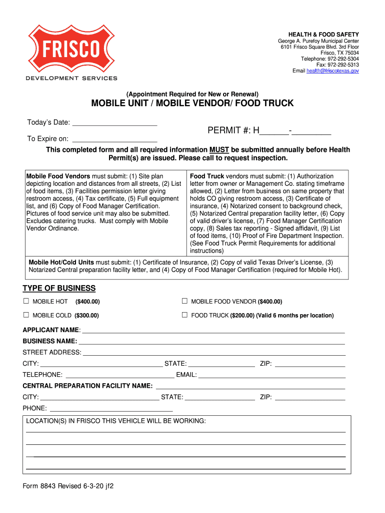 Fillable Online food truck permit Fax Email Print pdfFiller