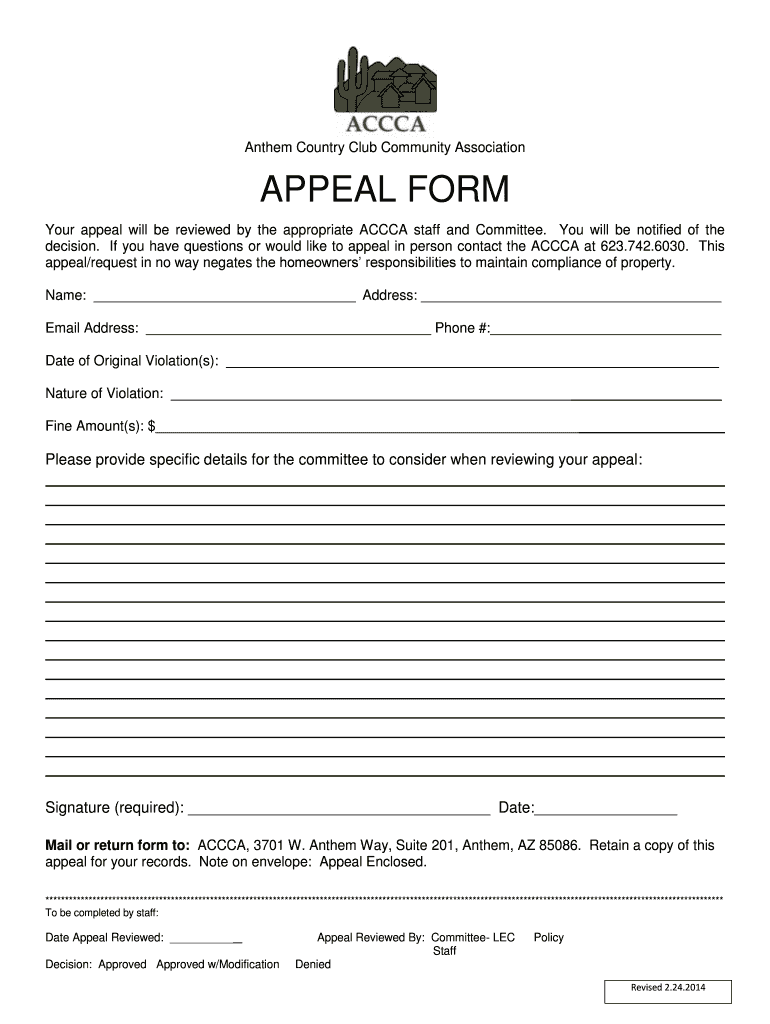 Fillable Online APPEAL FORM Anthem Fax Email Print pdfFiller