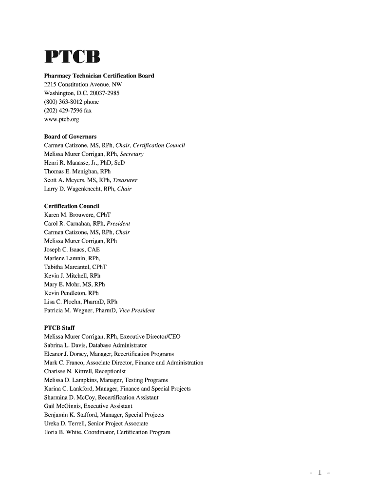 Fillable Online Pharmacy Technician Certification Board 2215