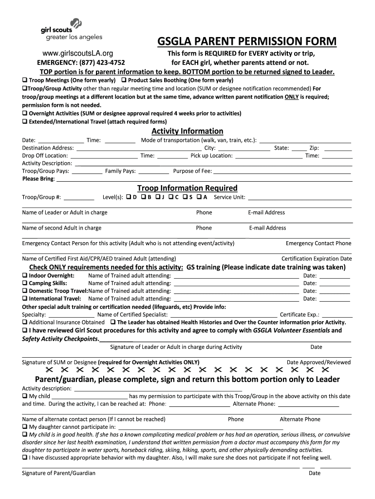 Girl Scout Permission Form 2023 Printable Forms Free Online