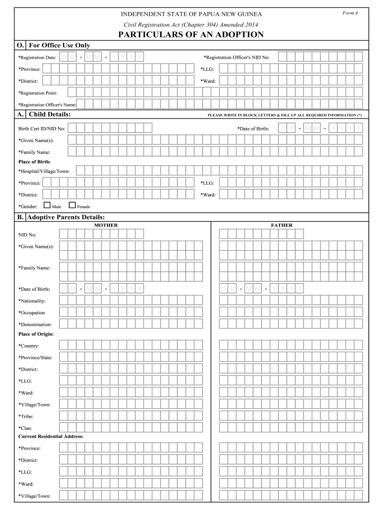 Fillable Online Civil Registration Act Parliament of Papua New Guinea