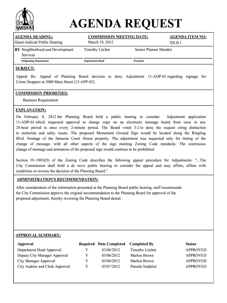 Fillable Online Appeal Re Appeal of Planning Board decision to deny