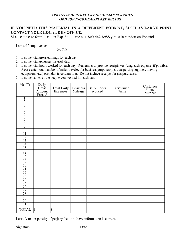 Self employed expense record Form Online SellMyForms