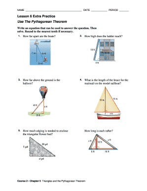 Lesson 6 Extra Practice Use The Pythagorean Theorem Answer Key - Fill