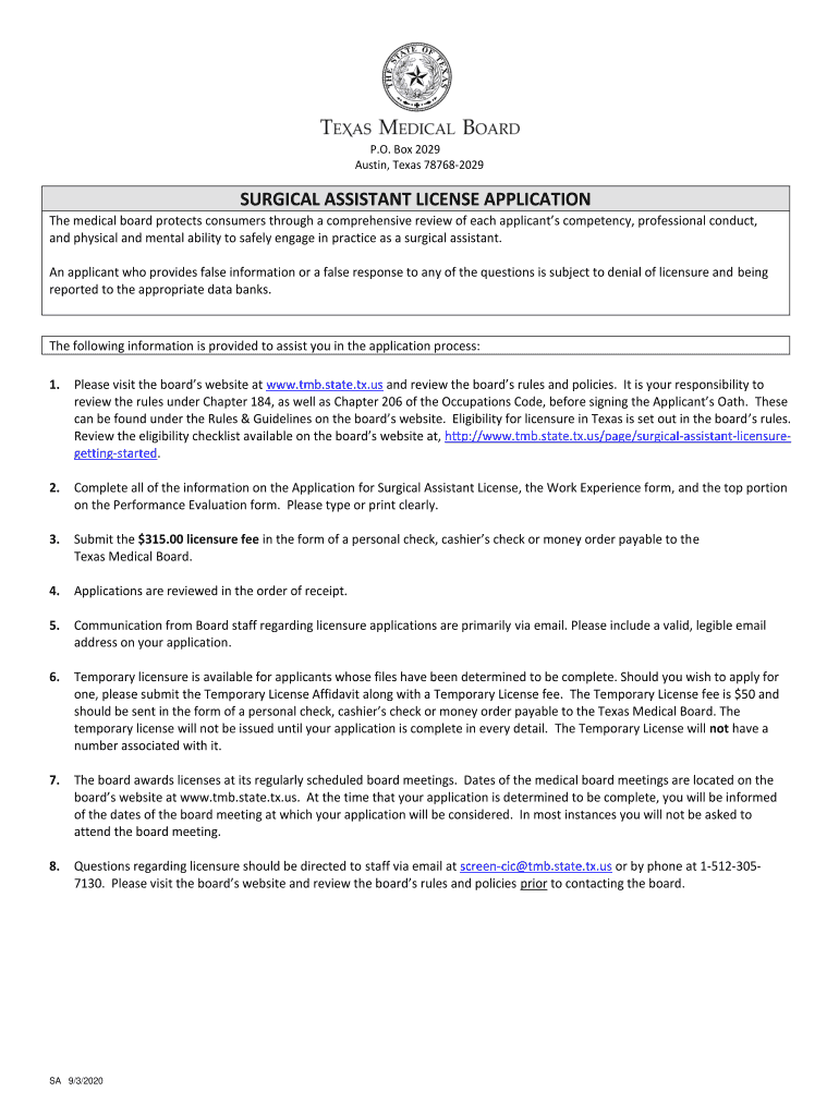 Fillable Online FORM D Texas Medical Board Fax Email Print pdfFiller