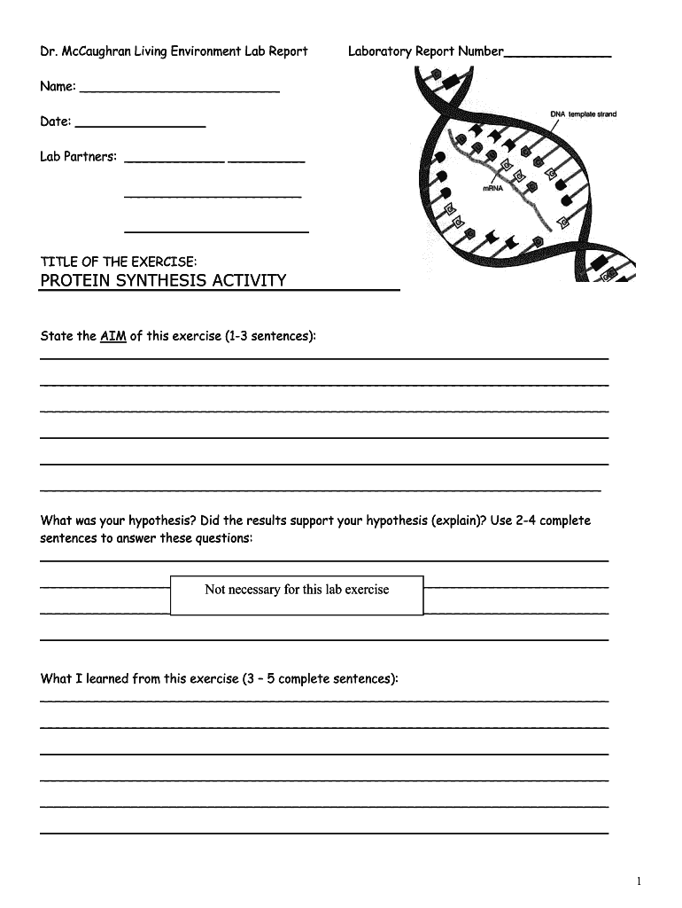 Fillable Online McCaughran Living Environment Lab Report Fax Email