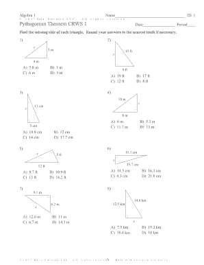 The Pythagorean Theorem And Its Converse Kuta Software - Fill Online
