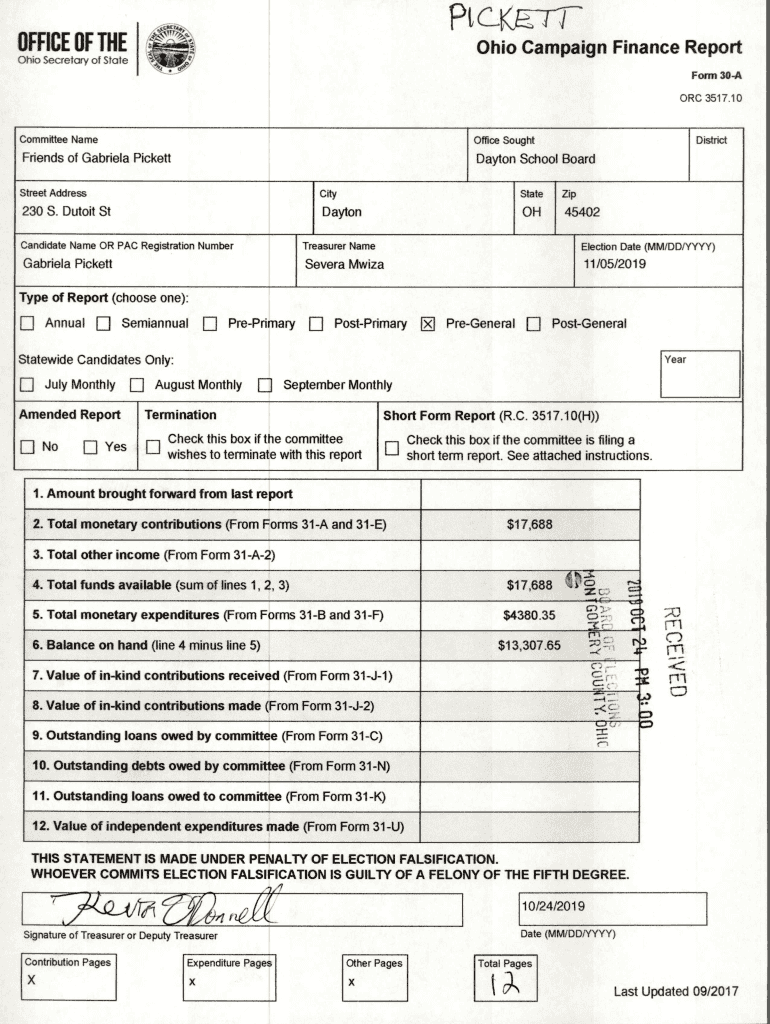 Fillable Online Pickett, Gabriela Format PDF Fax Email Print pdfFiller