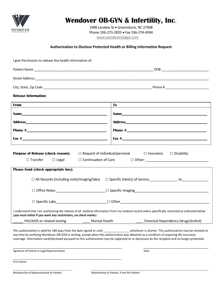 Wendover OBGYN & Infertility, Inc Fill and Sign Printable Template