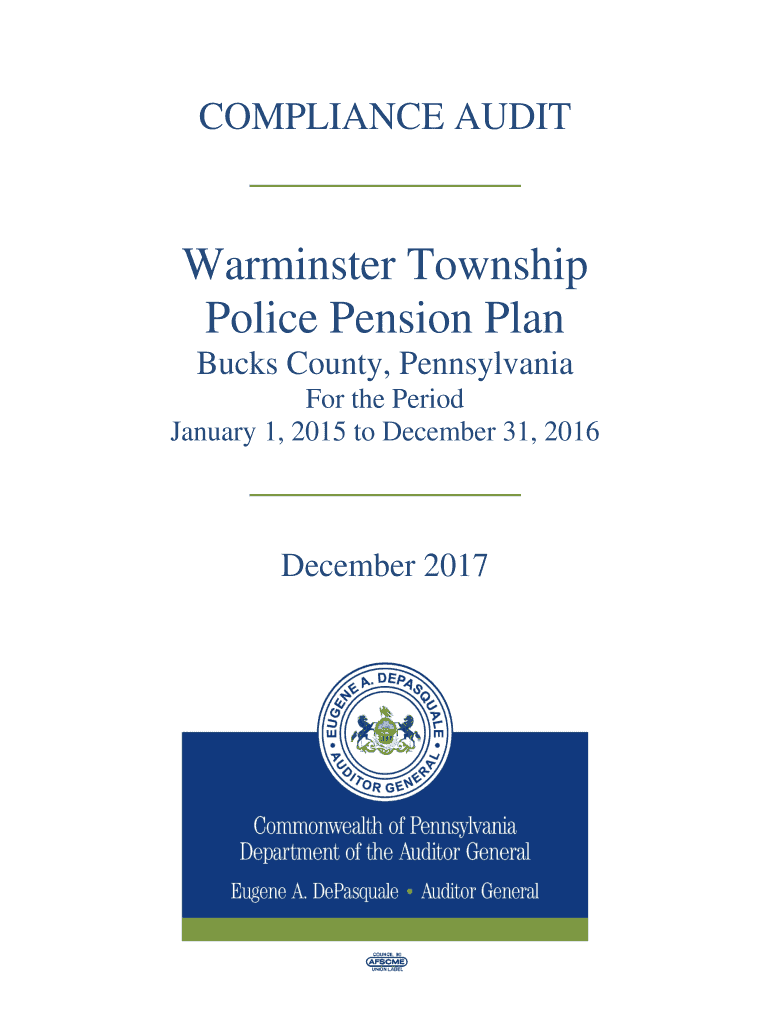 Fillable Online Warminster Township Police Pension Plan Bucks County