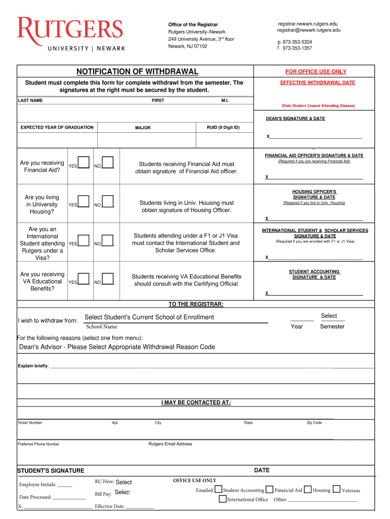 Fillable Online NOTIFICATION OF WITHDRAWAL FOR OFFICE USE ONLY Fax
