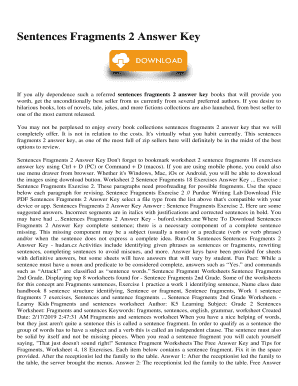 Fillable Online Sentences Fragments 2 Answer Key Fax Email Print
