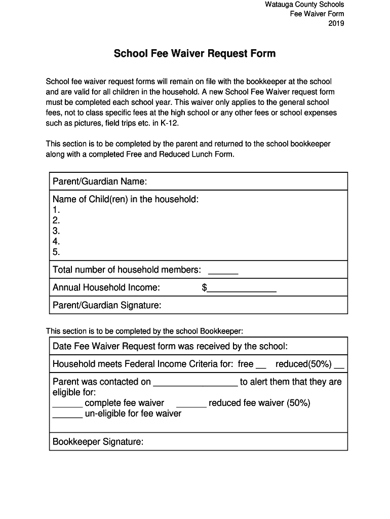 Fillable Online School Fee Waiver Request Form Fax Email Print pdfFiller