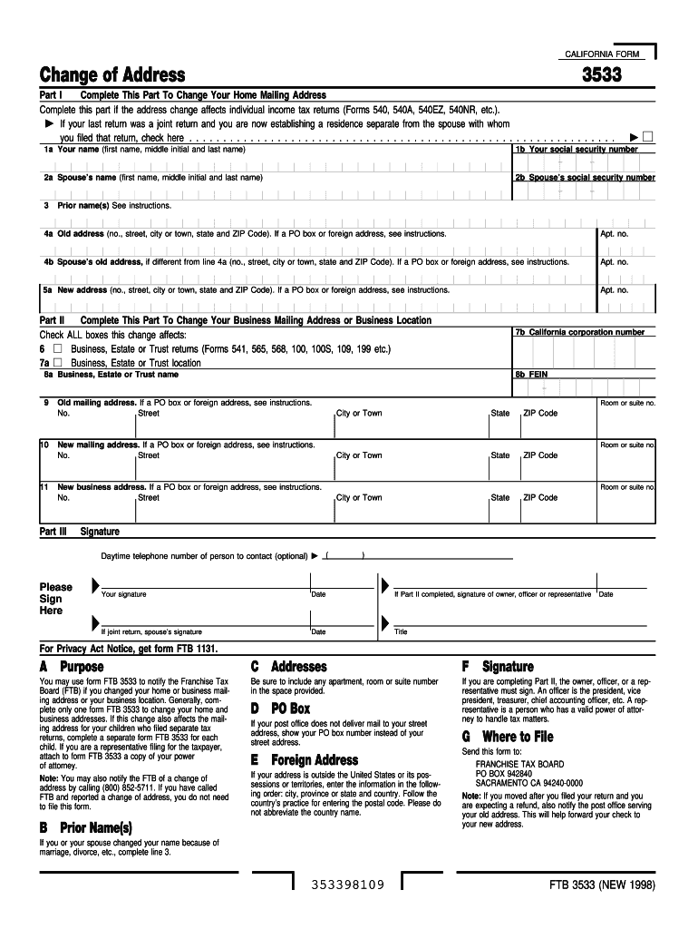 Fillable Online Complete this part if the address change affects