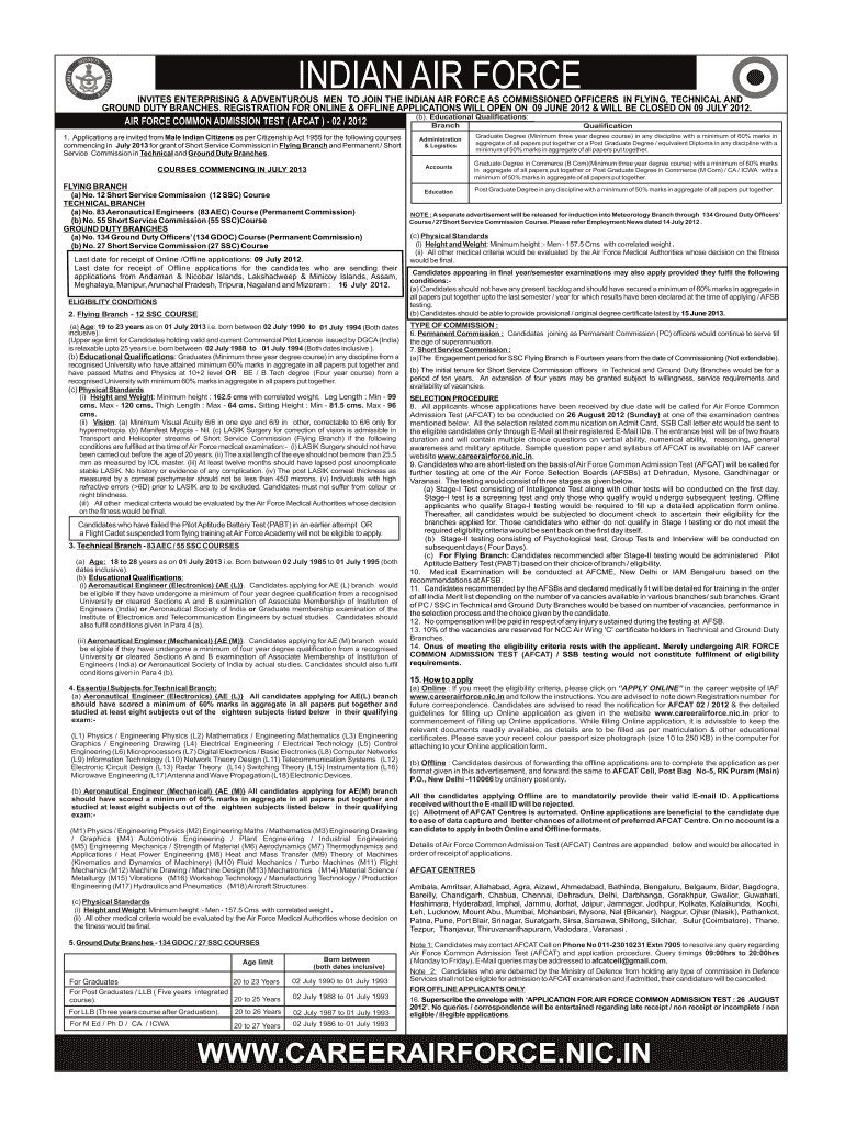 Fillable Online INDIAN AIR FORCE Fax Email Print