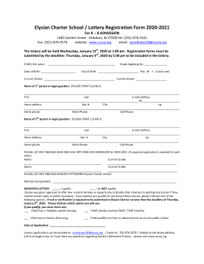Fillable Online Elysian Charter School / Lottery Registration Form 2020