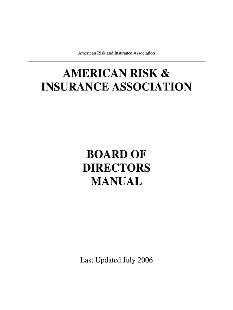 Fillable Online aria American risk amp insurance association board of