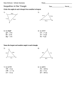 Fillable Online Order the angles in each triangle from smallest to