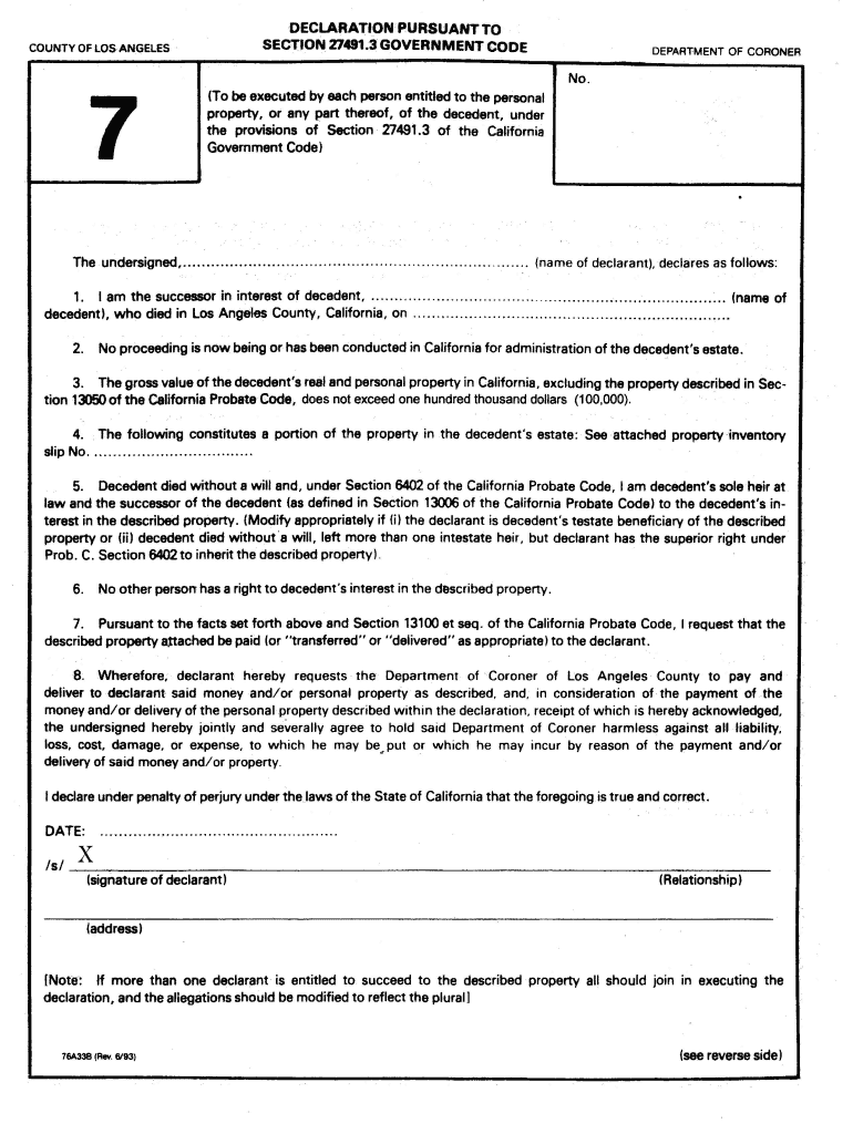 Fillable Online Los Angeles County Property Release Midgley