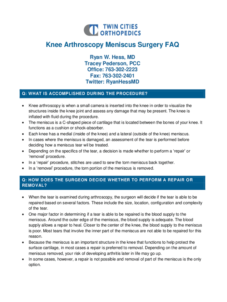 Fillable Online Much does arthroscopic knee surgery cost Fax Email