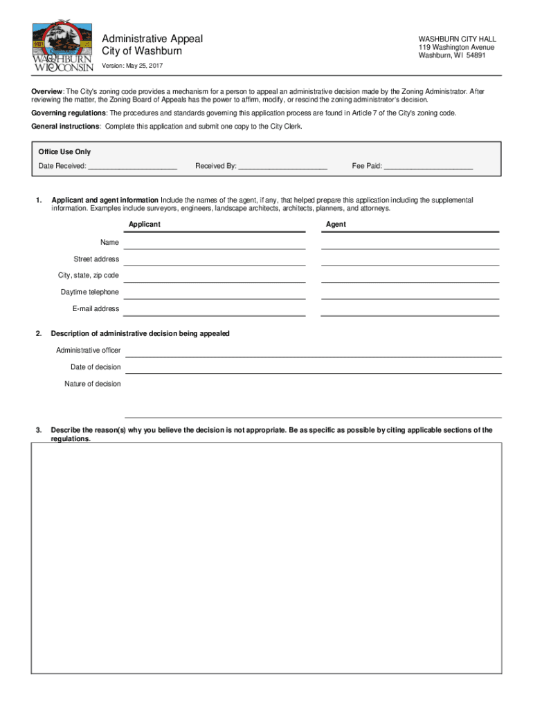 Fillable Online WASHBURN CITY HALL Fax Email Print pdfFiller